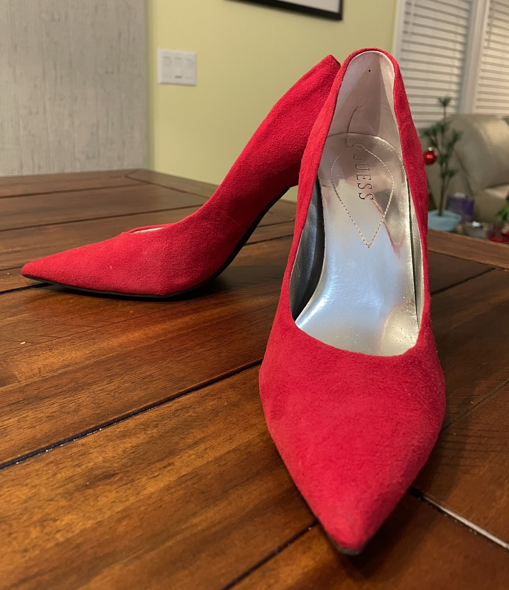 Guess Red Suede Pumps 3.5” Heels