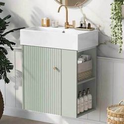 New Assembled 22" Bathroom Vanity with Sink Modern Floating Vanity Bathroom Sinks