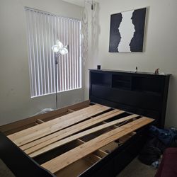 Bed Frame With Drawers And Head Rest Shelves