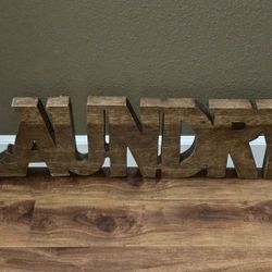Solid Wood Laundry Sign. 28"x 8"  EUC