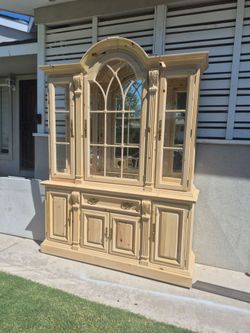 Large Wood China Cabinet Hutch Display