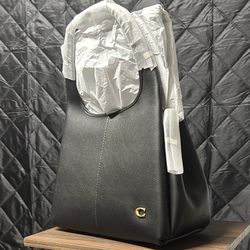 black Coach Lana shoulder bag in polished pebble leather