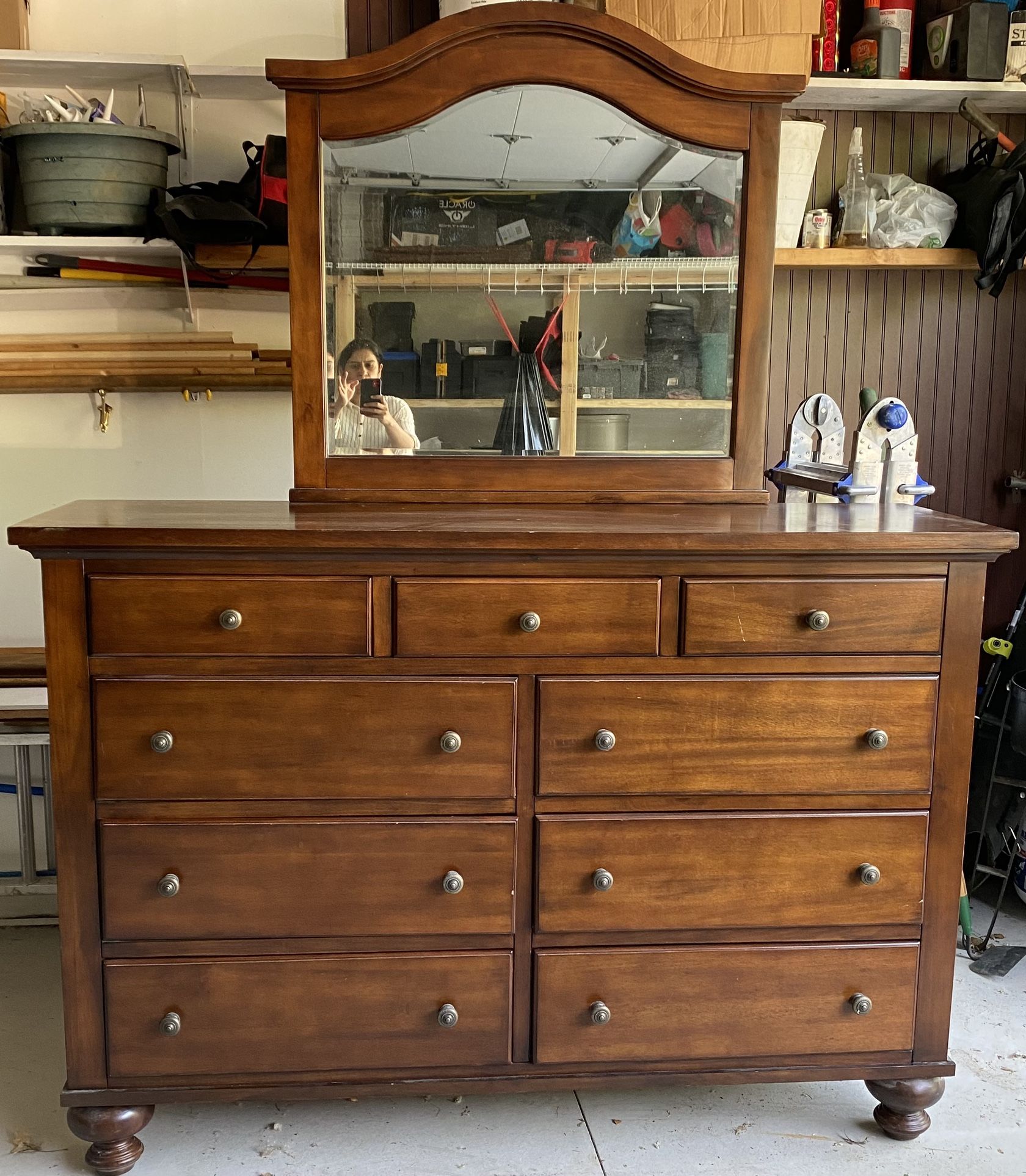 Bob's Furniture Seven-Drawer Dresser With Mirror