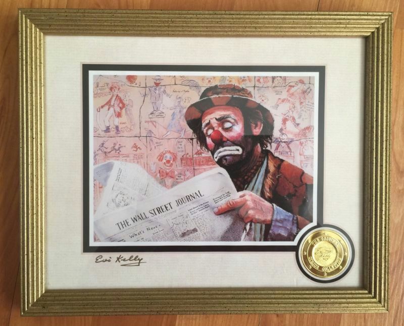 Emmett Kelly "The Tycoon" limited edition gold signature print