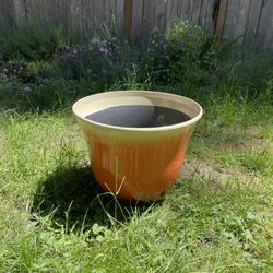 Garden Honeysuckle Resin Flower Pot Planter, Tequila Sunrise, 15"