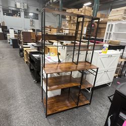 SUPERJARE Large Bakers Rack with Power Outlets, 6-Tier Microwave Stand, Coffee Bar with 12 S-Shaped Hooks, Kitchen Shelf with Wire Basket, 39.4 x 14.6
