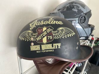 Retro Vintage Half Shell Motorcycle Helmet - Matte Black - Large
