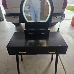 Black Vanity With LED Mirror