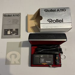 Near mint Rollei A110 Germany In Complete Box ,Flash Door ,Leather Pouch - Chain