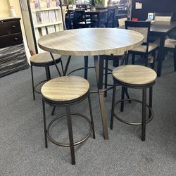 5 Pc Counter Height Round Gray Dining Set 