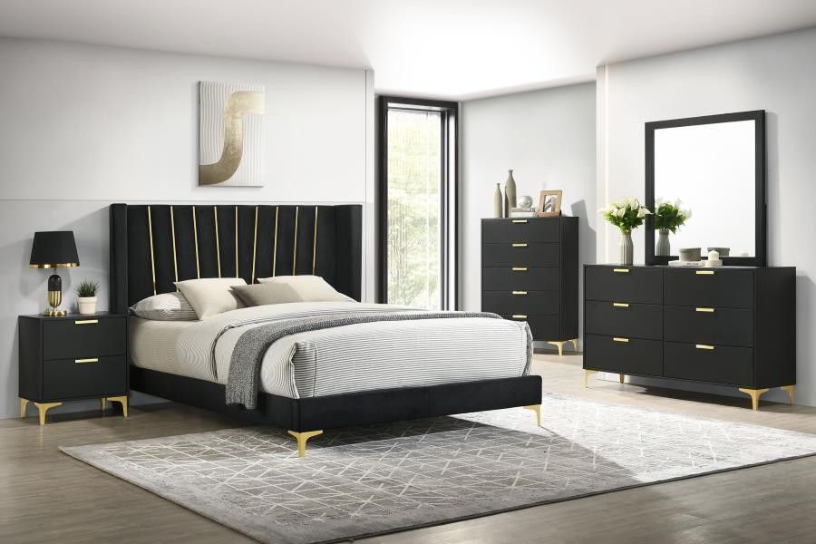 4 Pc Queen Bedroom Set With Queen Bedframe Dresser Mirror And Nightstand On sale Now Don't Miss