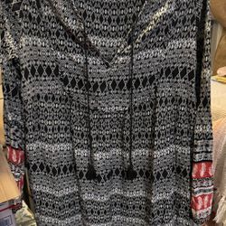 Time and Tru Women's 100% Cotton size LARGE  Tiered Ruffle Dress LIKE NEW SMOKE FREE