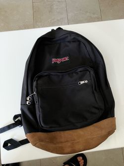 JanSport Backpack Black &Brown Suede Bottom