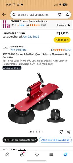 RockBros Bicycle Mount Roof Rack Suction Cups