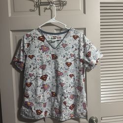 Womens Super Girl Scrub Top Size Medium 