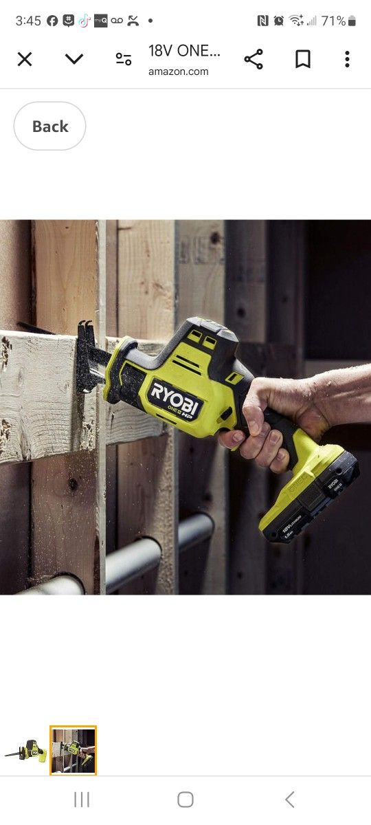Ryrobi Handheld Sawzall Tool Only