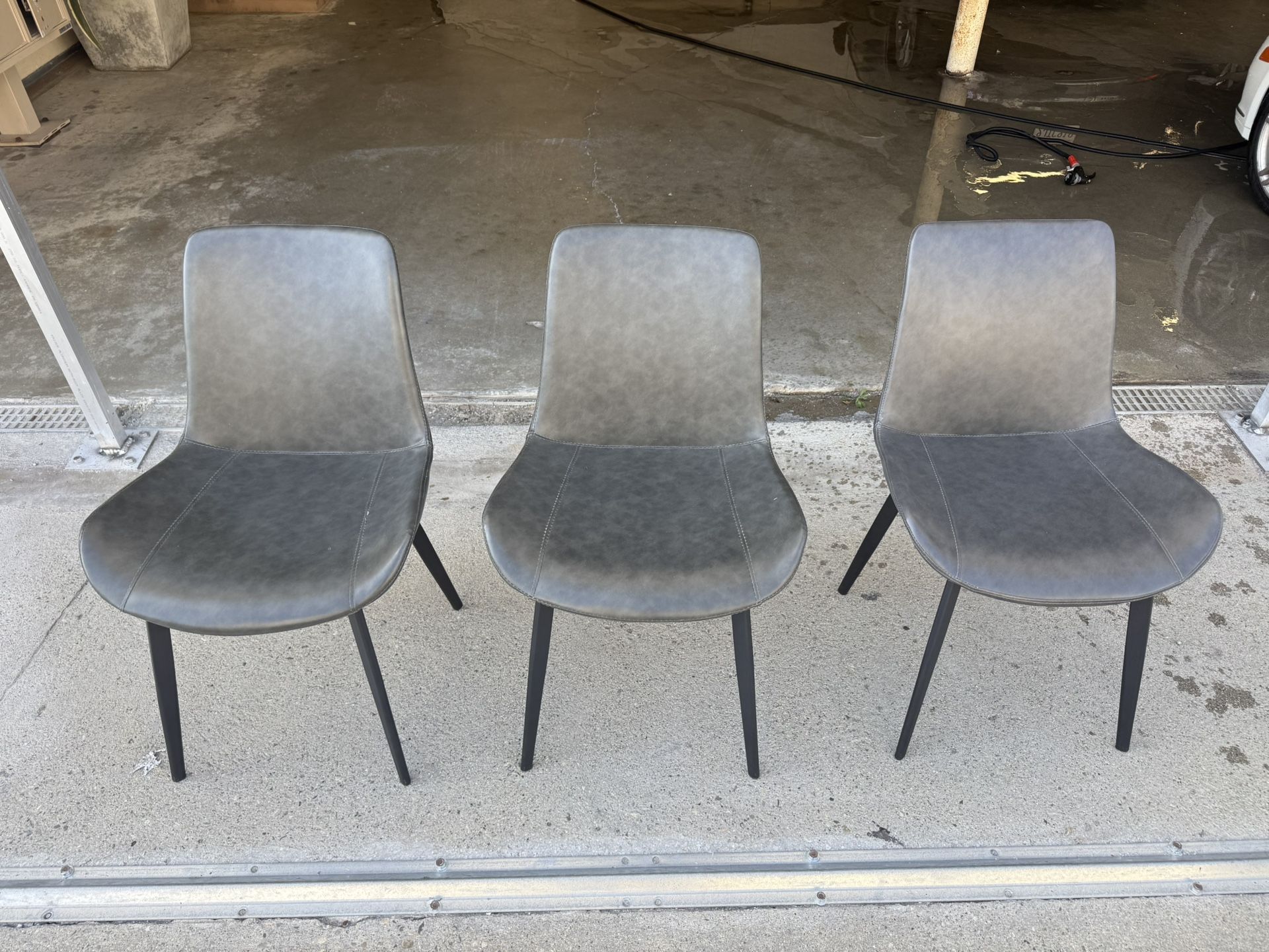 Modern Vegan Leather Dining Chairs - Set of 6