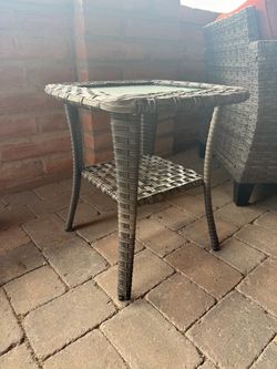 Glass top outdoor side table
