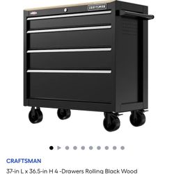 37-in L x 36.5-in H 4 -Drawers Rolling Black Wood Portable Work Bench