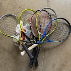 Assorted Tennis Rackets Used All 5 Are Included In The Price 