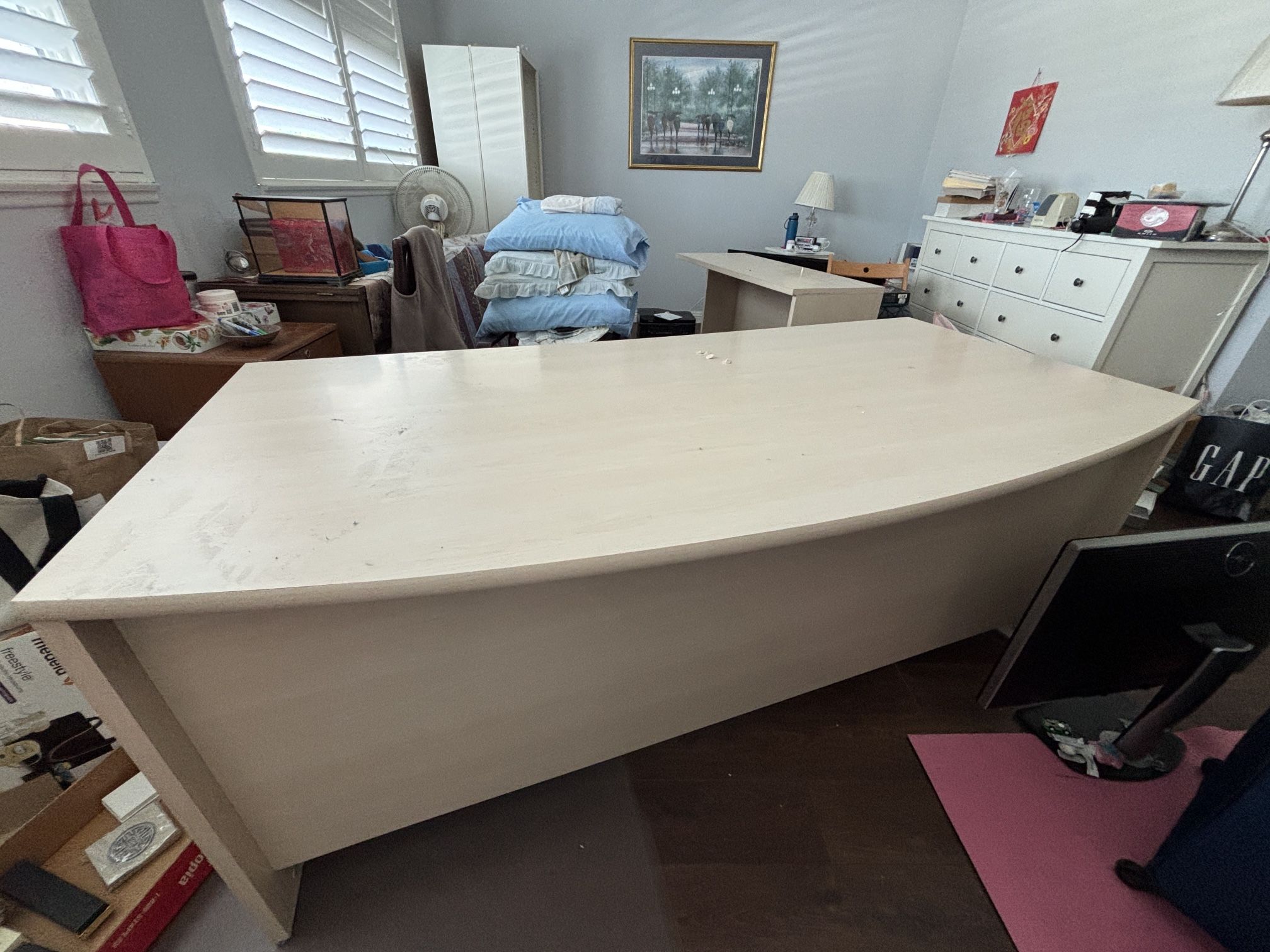 Executive L-shape Desk, Used In Light-wood/beige Color