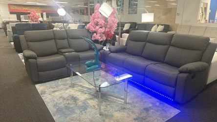 BEST DEALS NOW🚨Beautiful Grey Two Piece Sofa&Lovseat 4x Recliners with LED Lighting Only $1099