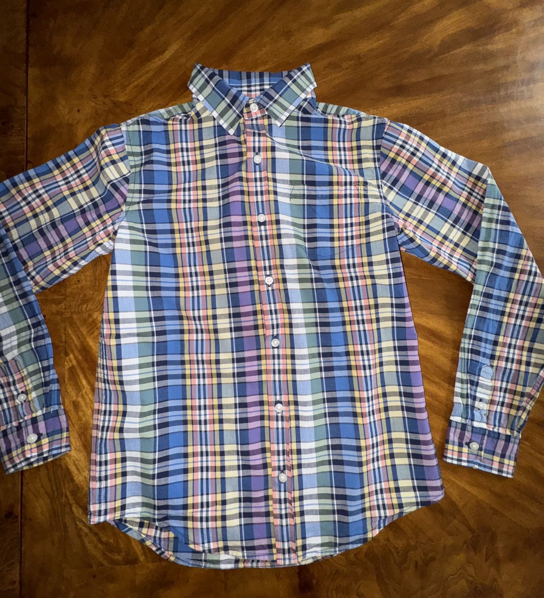 Janie and Jack Plaid Long Sleeve Kid Boys Button Up Shirt - Size 12