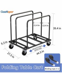 GooHeper Folding Table Cart with Binding Ropes