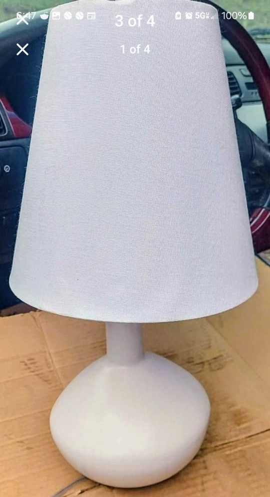 (2) White Table Lamps w/White Shades - from Ross Lighting; BOTH