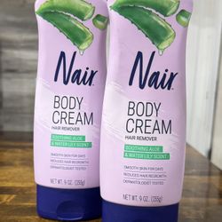 Nair Hair Removal Cream, Aloe & Water Lily Scent, 9oz - 2ct
