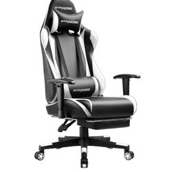 GTRACING Gaming Chair with Footrest, Ergonomic Computer Game Desk Chair, Reclining Gamer Chair Seat Height Adjustment, Swivel Rocker with Headrest and