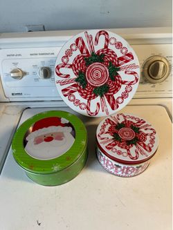 3 Christmas Tin Tins Storage ALL FOR