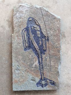 rock art by Stone Struck with police helicopter engraved in rock slate
