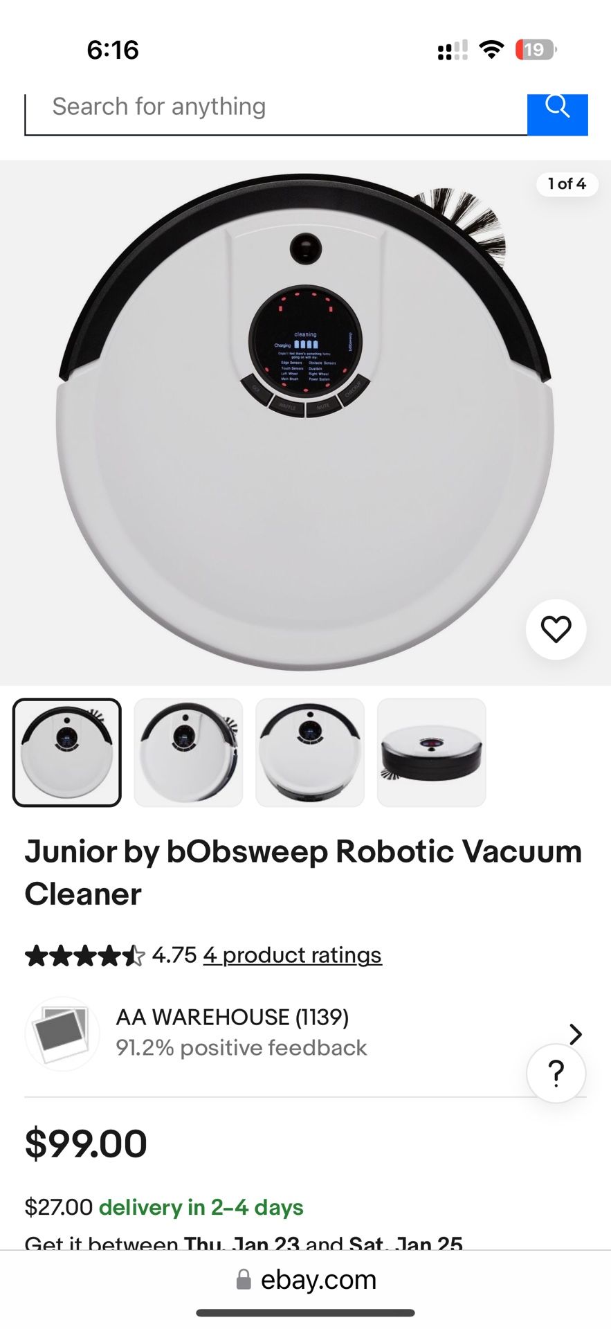 Junior by bObsweep Robotic vacuum cleaner