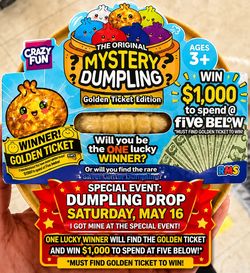 SEALED RMS Rare Five Below Mystery Dumpling – Golden Ticket Edition! Win $1,000 – Special May 16 Event!