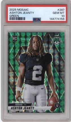 Ashton Jeanty 2025 Panini Green Mosaic · #287  PSA10