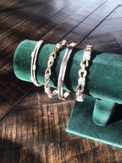 Gold-Tone Crystal Bracelet Stack Set of 4