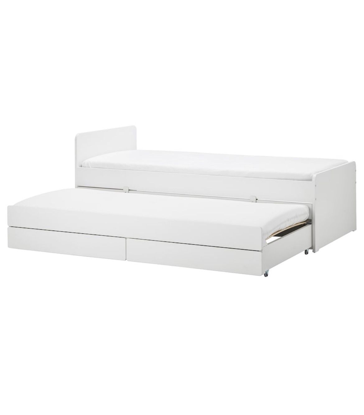 IKEA SLÄKT Bed frame w/pull-out bed + storage, white, Twin