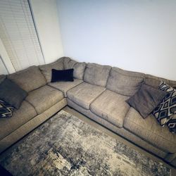 Tan L-Shaped Sectional Couch – Comfortable & Spacious 