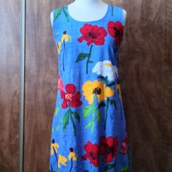 Jams World Women's Vintage Blue Floral Zennia Dress Size Small