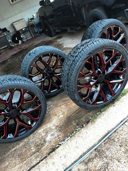 24 inch black/red snowflake rims