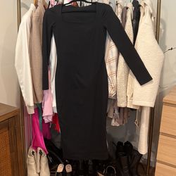 Square Neck Black Dress