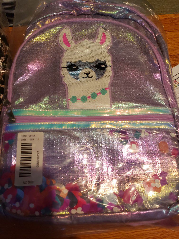 Girls Justice Llama Sequin Backpack Brand NEW