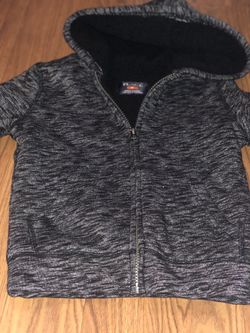 Toddler Boys Black Sherpa Zip Up Hoodie 5T