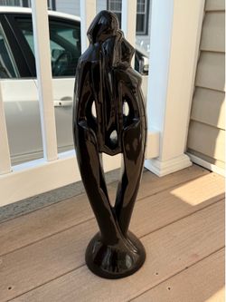 VTG Royal Haeger Rendezvous Lovers Statue 20" Tall Art Deco Black With Label