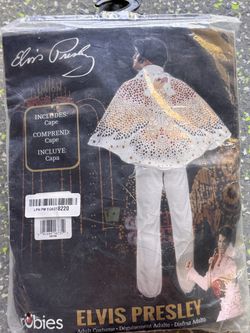 Rubies Elvis Presley Adult Cape, wig and hair net, glasses and necklace