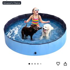 Foldable Kiddie Pool Hard Plastic Kids Pool, 63''x12'', Portable PVC Dog Swimming Pool, Indoor & Outdoor Collapsible Pet Pool Bath Tub for Dogs, Cats 