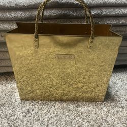 Vintage Brass Shopping Bag Magazine Holder