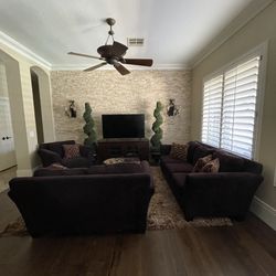 Eggplant Couch, Loveseat, Chair & Ottoman