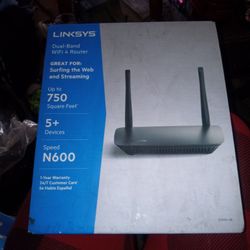 BRAND NEW IN BOX LINKSYS WIFI ROUTER 750 SQUARE FEET 5+DEVICES N600 SPEED